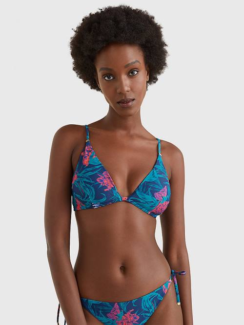 Ženske Tommy Hilfiger Tropical Print Triangle Bikini Top Kupaći Kostimi Plava | TH506CTD
