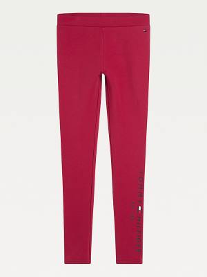 Djevojčice Tommy Hilfiger Essential Full Length Logo Leggings Pantalone Crveni | TH285QGY