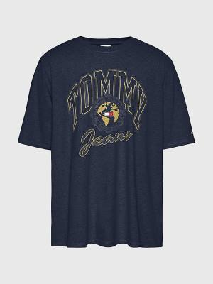 Muške Tommy Hilfiger Plus College Logo Majice Plava | TH103YCB