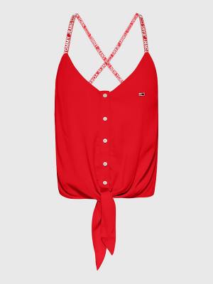 Ženske Tommy Hilfiger Essential Logo Tape Strap Top Košulje Crveni | TH179KHE