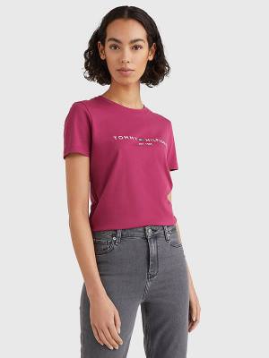 Ženske Tommy Hilfiger Pure Organic Cotton Logo Majice Crveni | TH950NXQ